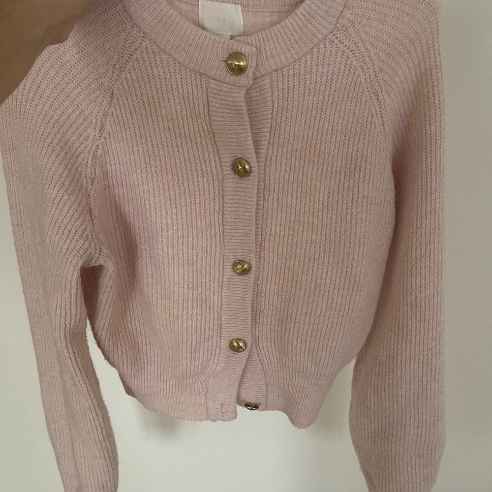 H&M Light Pink Cardigan with Gold Buttons